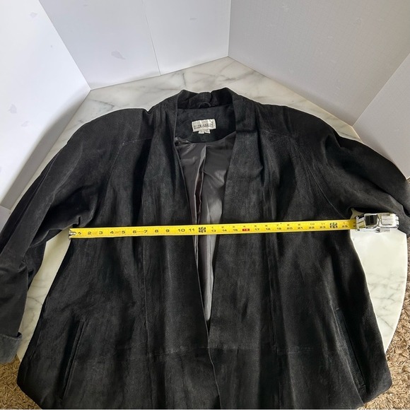 Ellen Ashley Black Vintage Suede Open Front Relaxed Fit Swing Coat Womens Size S - Picture 10 of 13